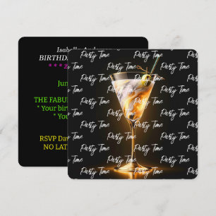 Party Time Neon Trendy Personalized Invitation