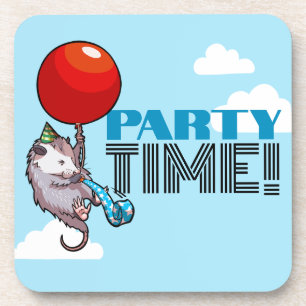 PARTY TIME! Party Possum Funny Floating Opossum Coaster