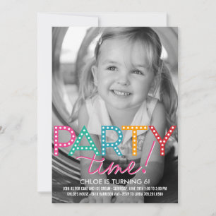 Party Time Photo Birthday Invitation