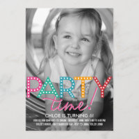 Party Time Photo Birthday Invitation