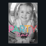 Party Time Photo Birthday Invitation<br><div class="desc">Personalize this fresh and modern Birthday invitation with your favourite photo! More colours available at berryberrysweet.com  


com</div>