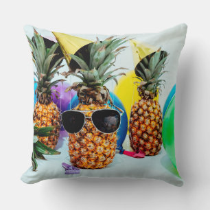 Party Time Pineapples with Party Favors, ZSSG Throw Pillow