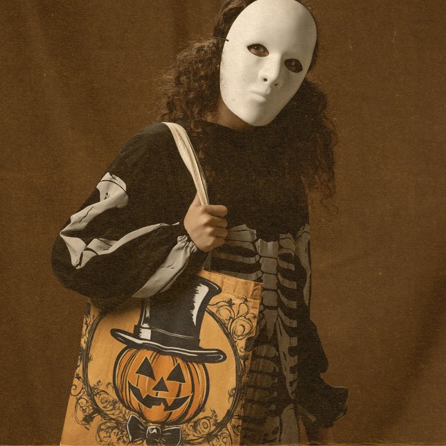 Party Time! Pumpkin Head Halloween Tote Bag (Personalize the bag!)