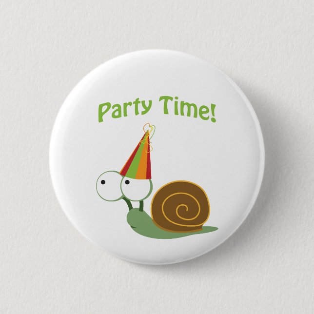Party time! Snail 2 Inch Round Button (Front)