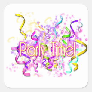 Party Time Square Stickers