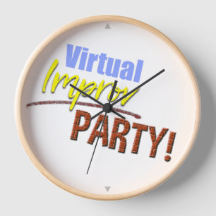 Party Time Wall Clock, 10" Round Blonde Wood Frame Clock