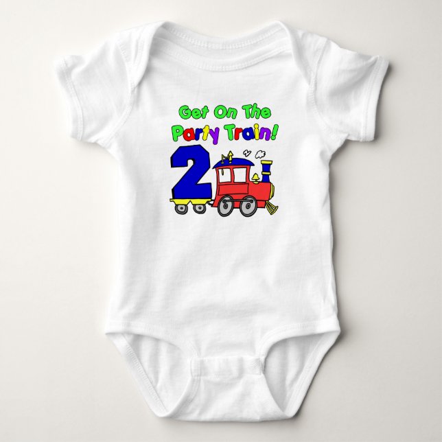 Party Train Second Birthday Baby Bodysuit (Front)