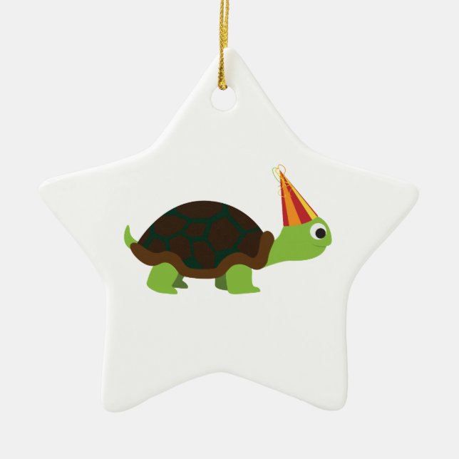 Party Turtle Ceramic Ornament (Front)