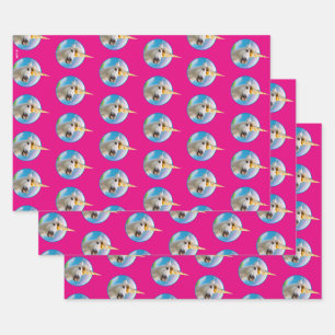 Party Unicorn Horse And Rainbow Wrapping Paper Sheet