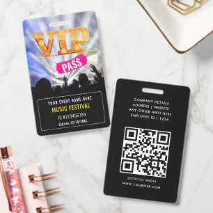 Party VIP Pass QR Code Badge