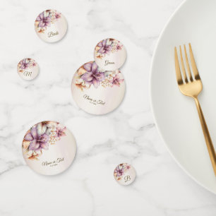 Party Watercolor Boho Pink Flowers Elegant Confetti