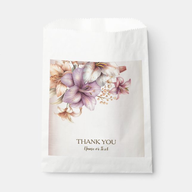 Party Watercolor Boho Pink Flowers Elegant Favour Bag (Front)