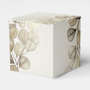 Party Watercolor Golden Eucalyptus Foliage Shiny Favor Box