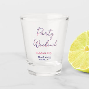 party weekend bachelorette name pink blue trendy d shot glass