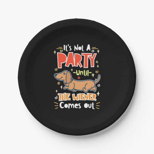 Party With My Dachshunds Paper Plate (Front)