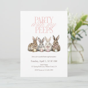 Party With My Peeps Easter Egg Hunt Bunny Kids Invitation