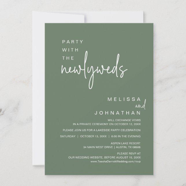 Party With The Newlyweds, Wedding Dinner Invitation (Front)
