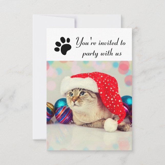 Party With Us Cat - 3x5 Holiday Party Invitation (Front)
