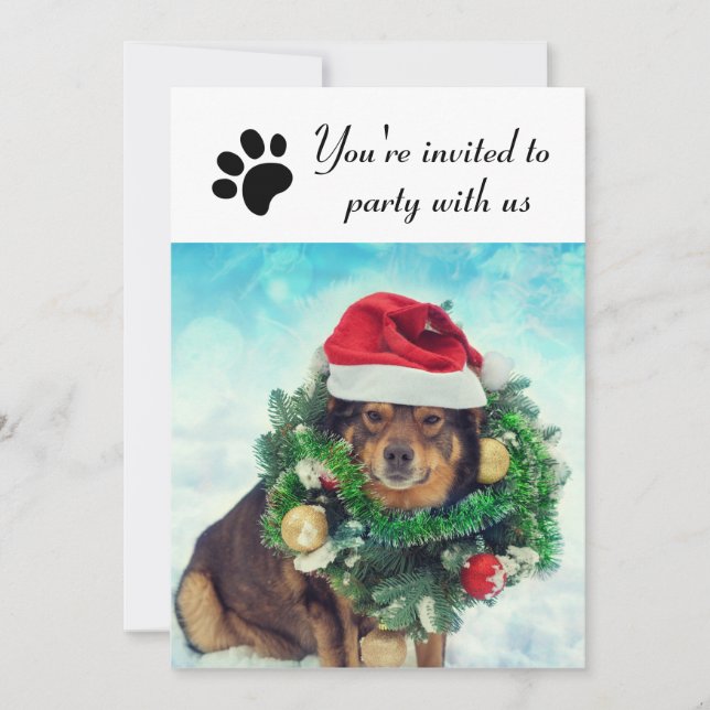 Party With Us Dog - Holiday Party Invitation (Front)