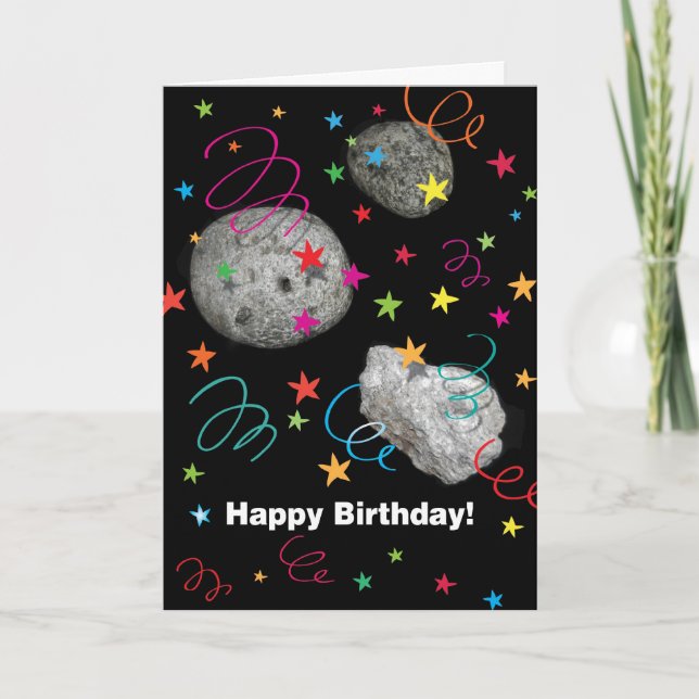 Party Your Asteroids Off Birthday Card (Front)