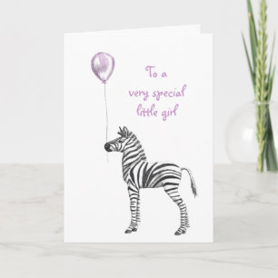 Party Zebra Girls Birthday Card