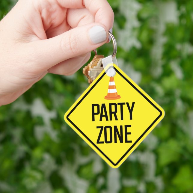 Party Zone Metal Square Keychain (Hand)