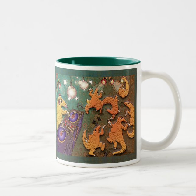 Partying pangolins Two-Tone coffee mug (Right)