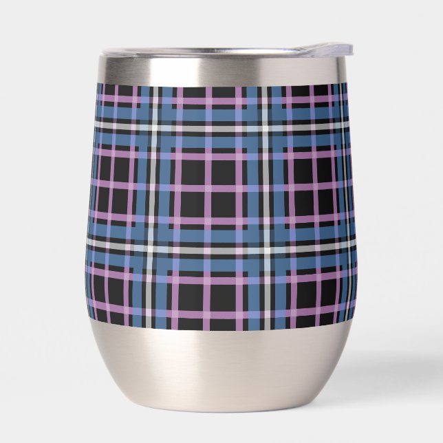 Paruline à vin sans plomb plaid - Bleu & Lavande (Gauche)
