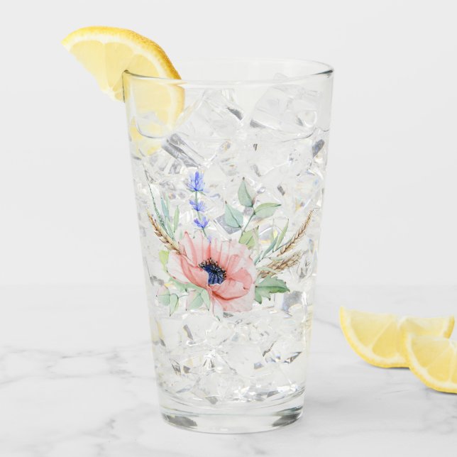 Paruline en verre de bouquet d'anémone, de lavande (Devant glace)