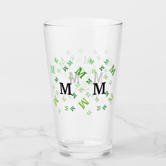 Paruline en verre - Lettres mélangées en vert (Devant)
