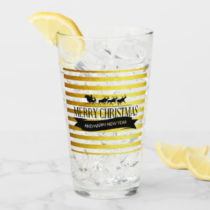 Paruline en verre rayé de Noël or