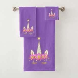 Parure de serviettes de bain Licorne, Fleurs et Co