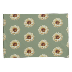 Parure de taie d'oreiller fleurie Tournesol Vert S