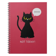 PAS AUJOURD'HUI ! Carnet de chat noir grumeux