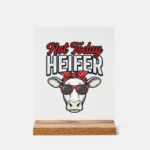 Pas aujourd'hui génisse drôle vache vintage vecteu