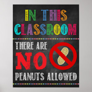 Pas d'arachides autorisées Poster scolaire