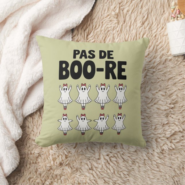Pas de Boo-re Ballerina Ghost Halloween Spooky Throw Pillow (Blanket)