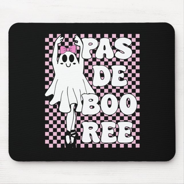 Pas De Boo-ree Funny Retro Ballet Ghosts Halloween Mouse Pad (Front)