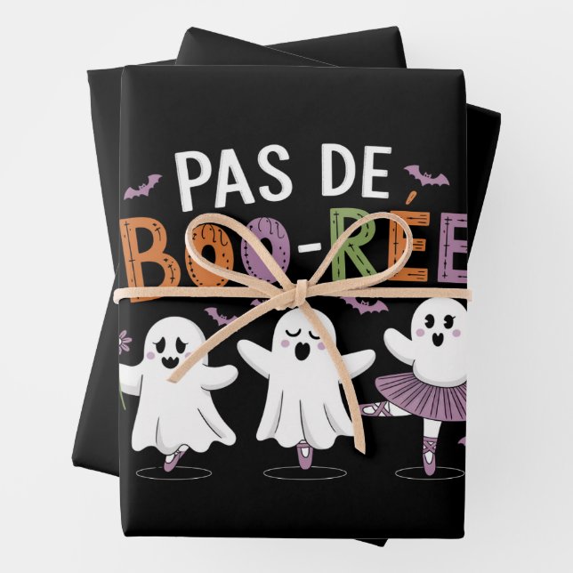Pas de BOO-ree Ghost Ballet Dancer Teacher  Wrapping Paper Sheet (In situ)