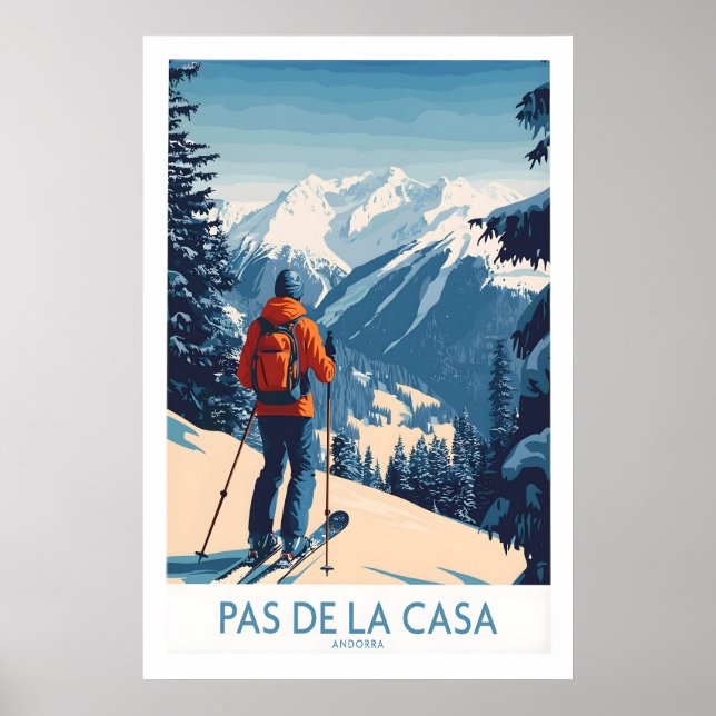 Pas de la Casa Andorra Ski Print Pyrenees Winter (Front)
