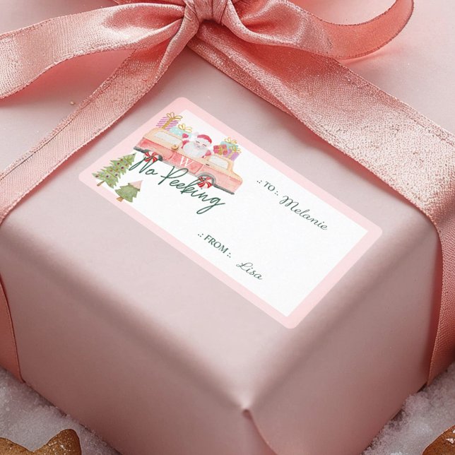 Pas De Pékin Père Noël Venir À Town Pink Van Étiqu (No Peeking Santa's Comin' To Town Pink Van Label)