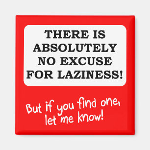 Pas D'Excuse Pour La Laziness Funky Fridge Magnet