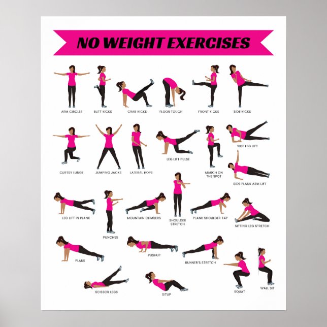 Pas d'exercice de poids Poster Fitness - Rose (Devant)