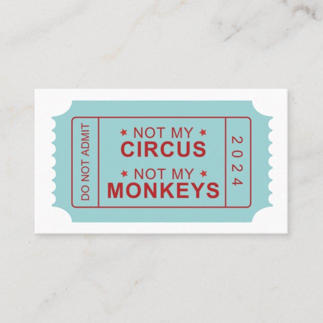 Pas mon cirque, pas ma carte de rappel des singes (Devant)