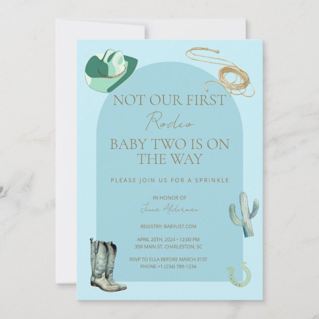 Pas notre premier Rodéo Baby Sprinkle Invitation (Devant)