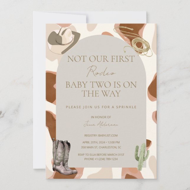 Pas notre premier Rodéo Baby Sprinkle Invitation (Devant)