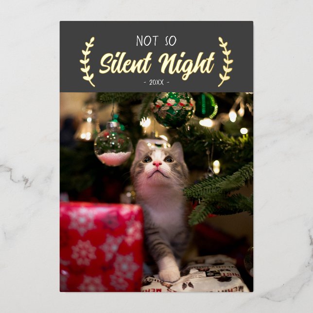 Pas si Silencieux Night Pet Photo Foil Carte de va (Recto)