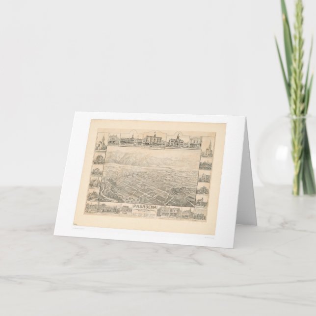 Pasadena, CA. Panoramic Map (1305A) Card (Front)