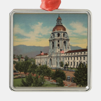 Pasadena, CA - View of City Hall & Public Librar Metal Ornament