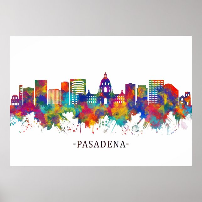 Pasadena California Skyline Poster (Front)